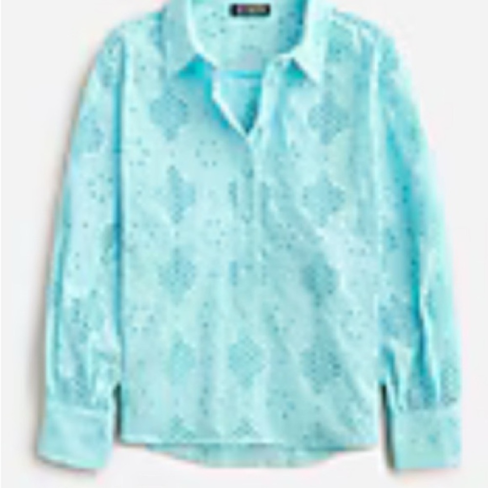 J. Crew Women’s Aqua Eyelet Blouse with Camisole